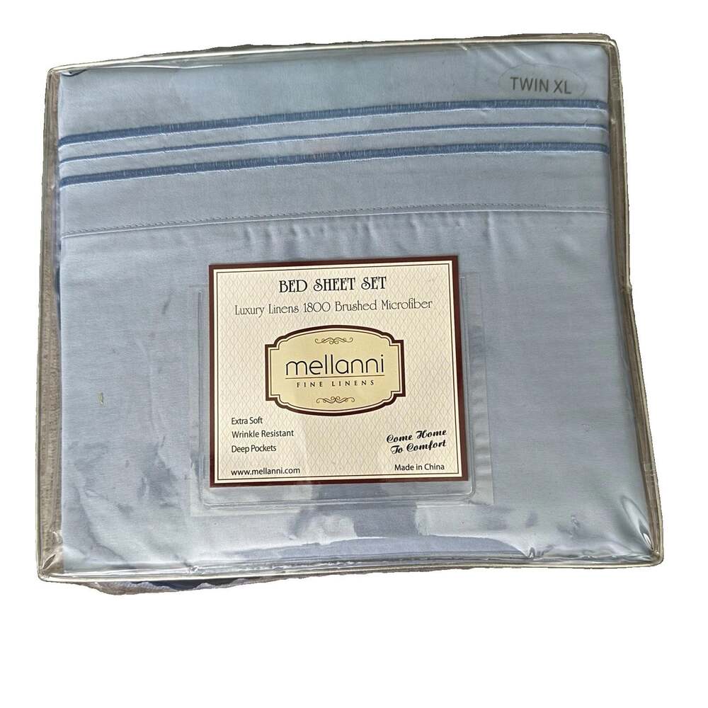 Mellanni 1800 Brushed Microfiber Bed Sheet Set Twin XL Blue Hydrangea